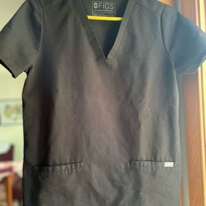 Figs XS Black Casma 3-Pocket Scrub Top